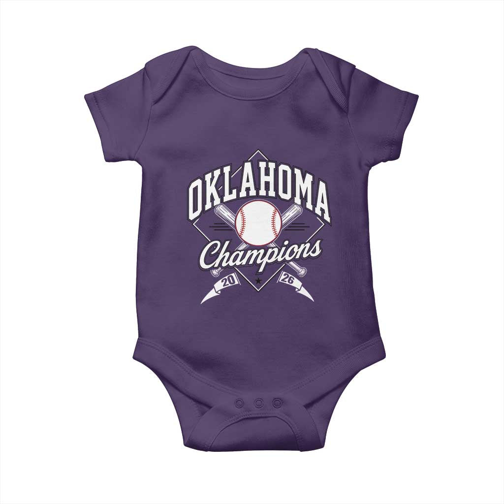 Oklahoma Champions 2026 Baby Onesie Baseball Pennant Flag Graphic TS11 Purple Print Your Wear
