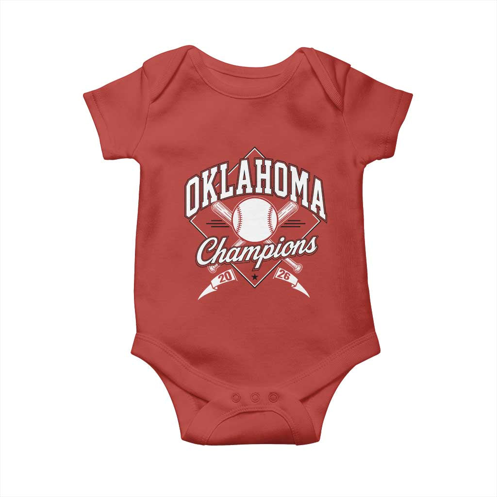 Oklahoma Champions 2026 Baby Onesie Baseball Pennant Flag Graphic TS11 Red Print Your Wear