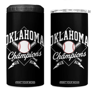Oklahoma Champions 2026 4 in 1 Can Cooler Tumbler Baseball Diamond Pennant Flag Graphic TS11 One Size: 16 oz Black Print Your Wear