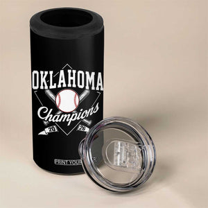 Oklahoma Champions 2026 4 in 1 Can Cooler Tumbler Baseball Diamond Pennant Flag Graphic TS11 Print Your Wear