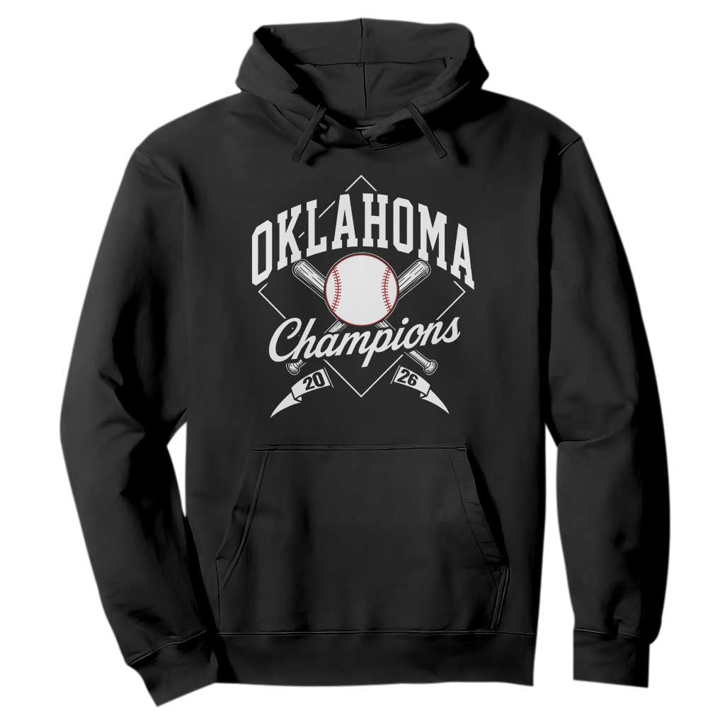 Oklahoma Champions 2026 Hoodie Baseball Pennant Flag Graphic TS11 Black Print Your Wear