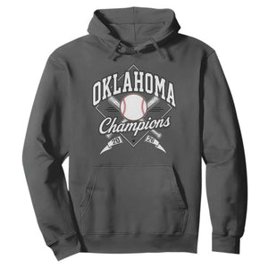Oklahoma Champions 2026 Hoodie Baseball Pennant Flag Graphic TS11 Dark Heather Print Your Wear