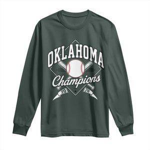 Oklahoma Champions 2026 Long Sleeve Shirt Baseball Pennant Flag Graphic TS11 Dark Forest Green Print Your Wear