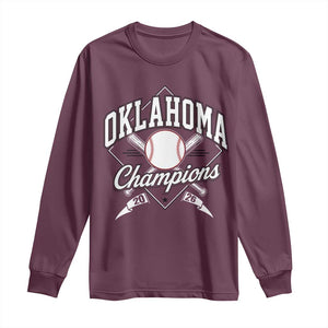 Oklahoma Champions 2026 Long Sleeve Shirt Baseball Pennant Flag Graphic TS11 Maroon Print Your Wear