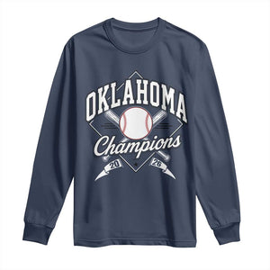 Oklahoma Champions 2026 Long Sleeve Shirt Baseball Pennant Flag Graphic TS11 Navy Print Your Wear