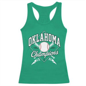 Oklahoma Champions 2026 Racerback Tank Top Baseball Pennant Flag Graphic TS11 Irish Green Print Your Wear