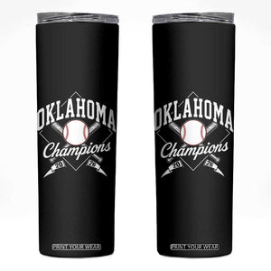 Oklahoma Champions 2026 Skinny Tumbler Baseball Diamond Pennant Flag Graphic TS11 Black Print Your Wear