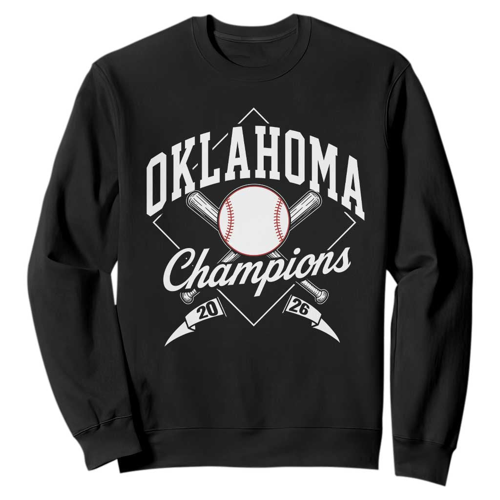 Oklahoma Champions 2026 Sweatshirt Baseball Pennant Flag Graphic TS11 Black Print Your Wear