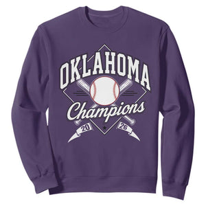 Oklahoma Champions 2026 Sweatshirt Baseball Pennant Flag Graphic TS11 Purple Print Your Wear