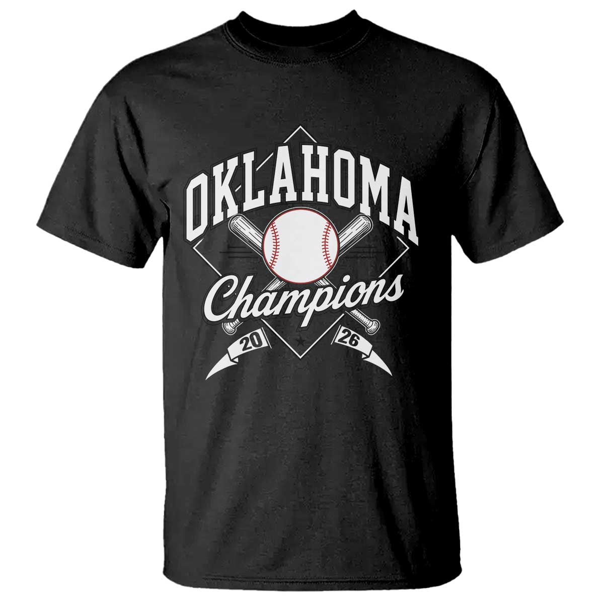 Oklahoma Champions 2026 T Shirt Baseball Pennant Flag Graphic TS11 Black Print Your Wear