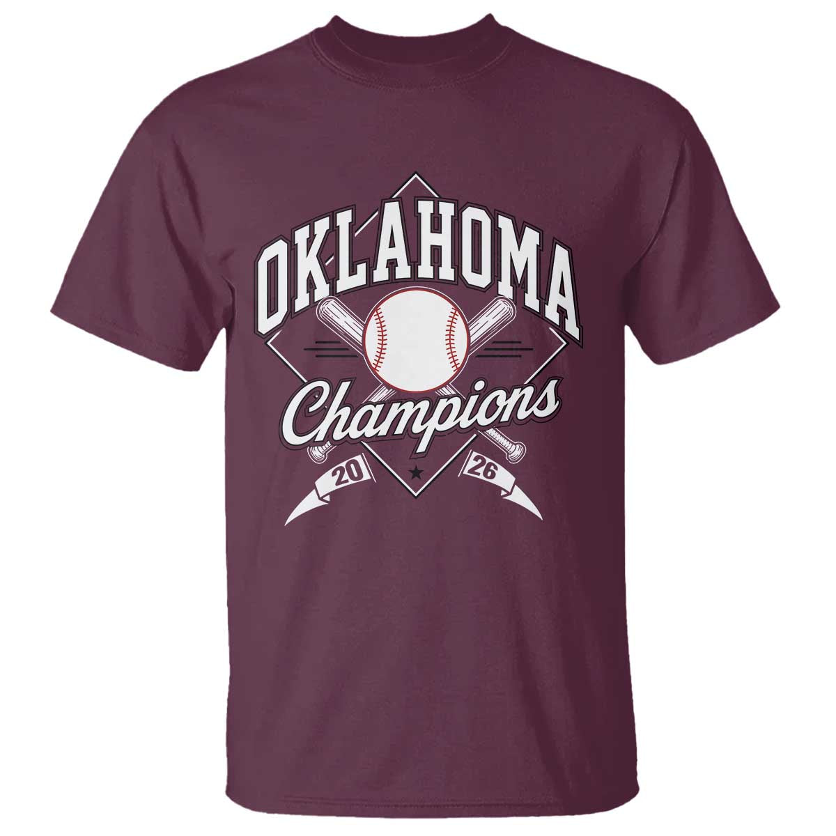 Oklahoma Champions 2026 T Shirt Baseball Pennant Flag Graphic TS11 Maroon Print Your Wear