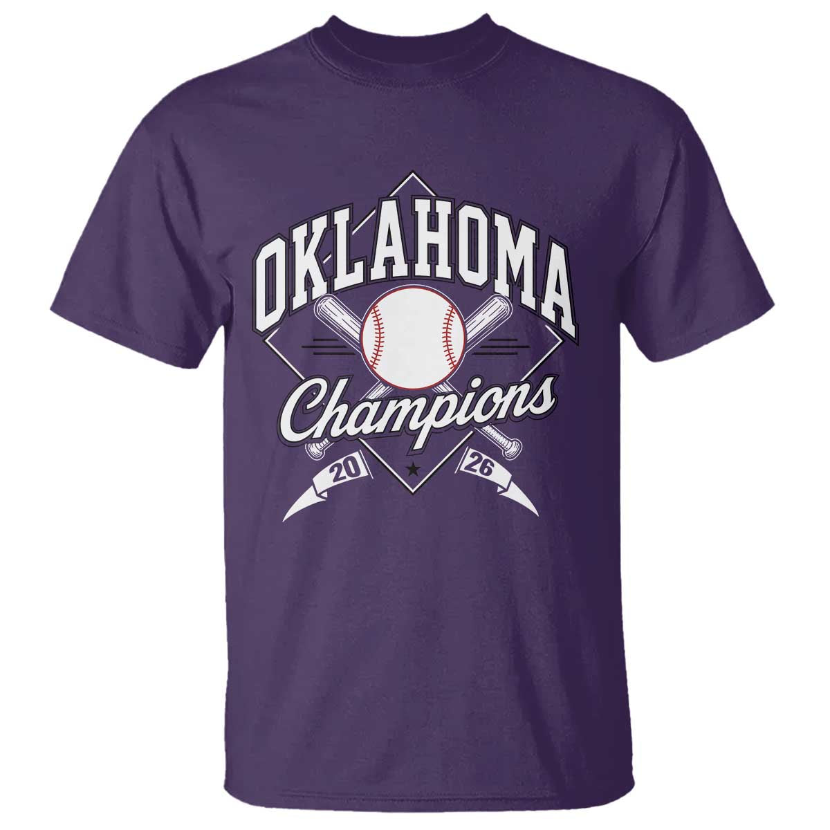 Oklahoma Champions 2026 T Shirt Baseball Pennant Flag Graphic TS11 Purple Print Your Wear