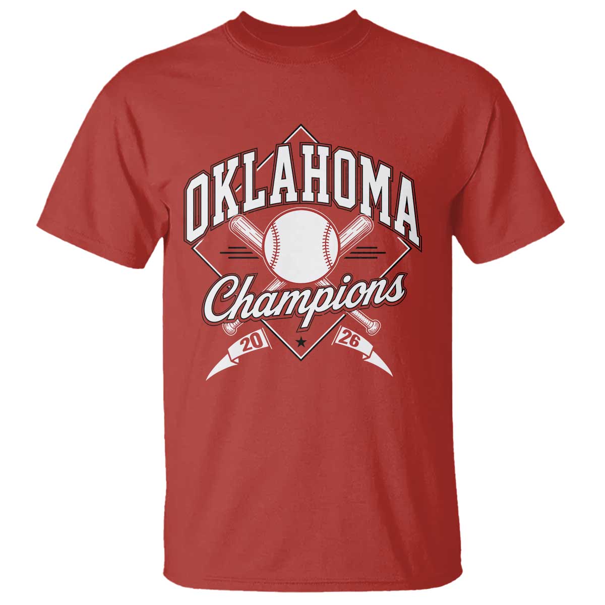 Oklahoma Champions 2026 T Shirt Baseball Pennant Flag Graphic TS11 Red Print Your Wear