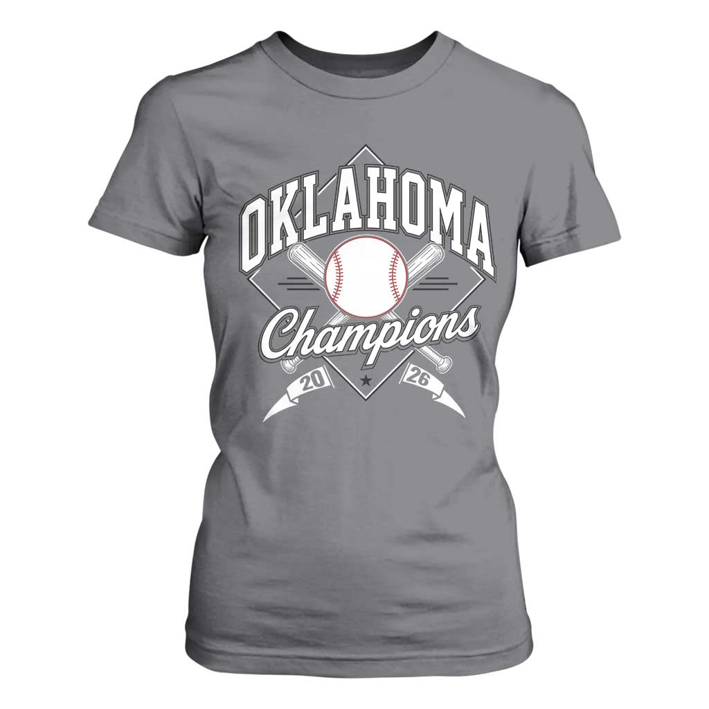 Oklahoma Champions 2026 T Shirt For Women Baseball Pennant Flag Graphic TS11 Charcoal Print Your Wear
