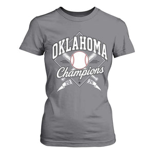 Oklahoma Champions 2026 T Shirt For Women Baseball Pennant Flag Graphic TS11 Charcoal Print Your Wear