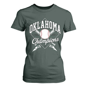 Oklahoma Champions 2026 T Shirt For Women Baseball Pennant Flag Graphic TS11 Dark Forest Green Print Your Wear