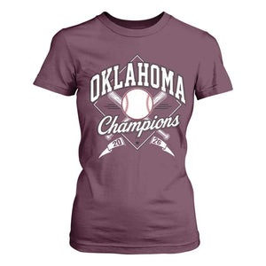 Oklahoma Champions 2026 T Shirt For Women Baseball Pennant Flag Graphic TS11 Maroon Print Your Wear