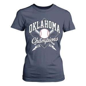 Oklahoma Champions 2026 T Shirt For Women Baseball Pennant Flag Graphic TS11 Navy Print Your Wear