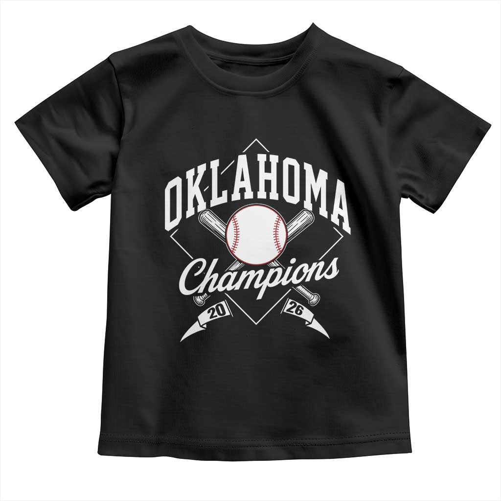 Oklahoma Champions 2026 Toddler T Shirt Baseball Pennant Flag Graphic TS11 Black Print Your Wear