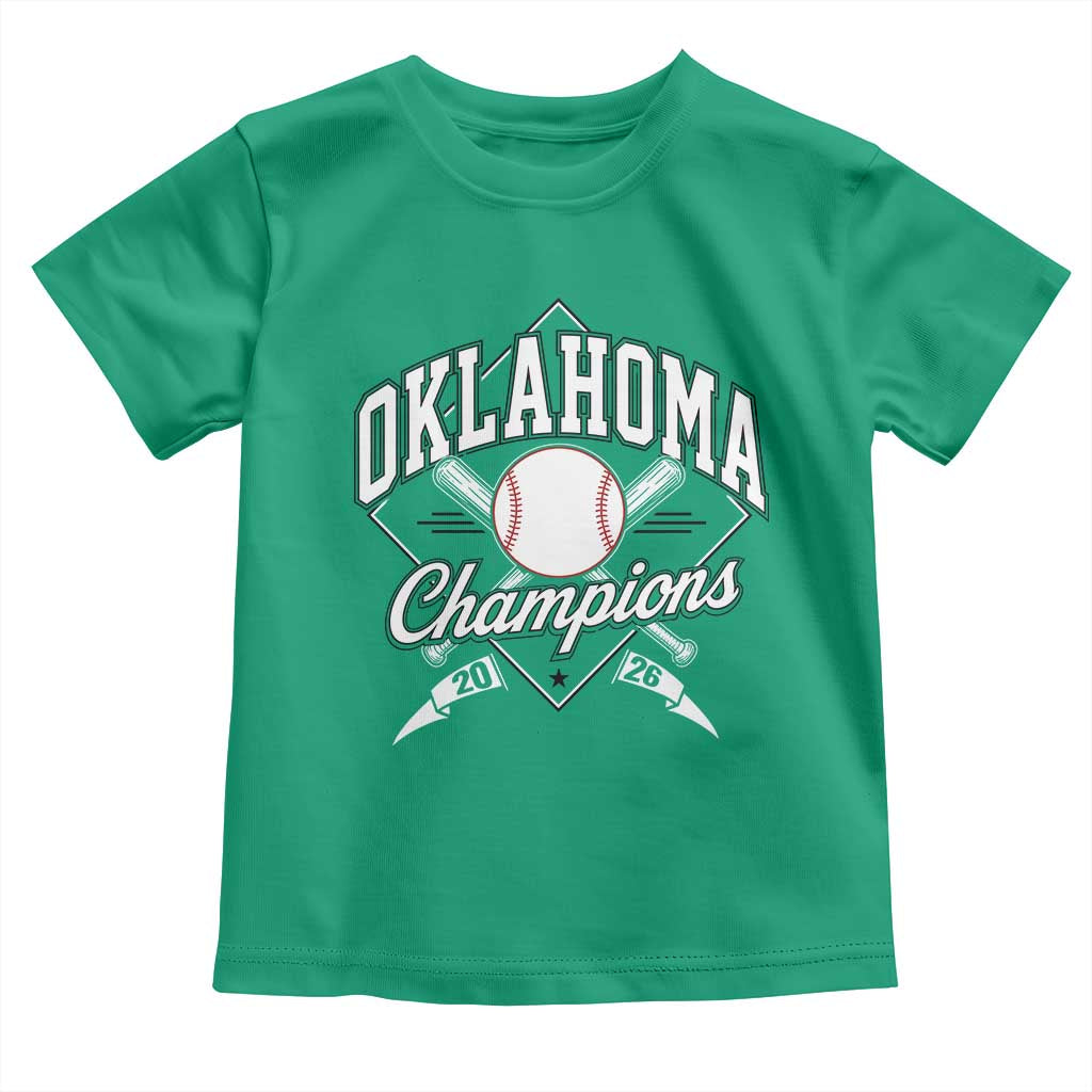 Oklahoma Champions 2026 Toddler T Shirt Baseball Pennant Flag Graphic TS11 Irish Green Print Your Wear