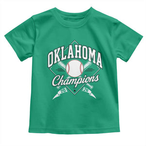 Oklahoma Champions 2026 Toddler T Shirt Baseball Pennant Flag Graphic TS11 Irish Green Print Your Wear