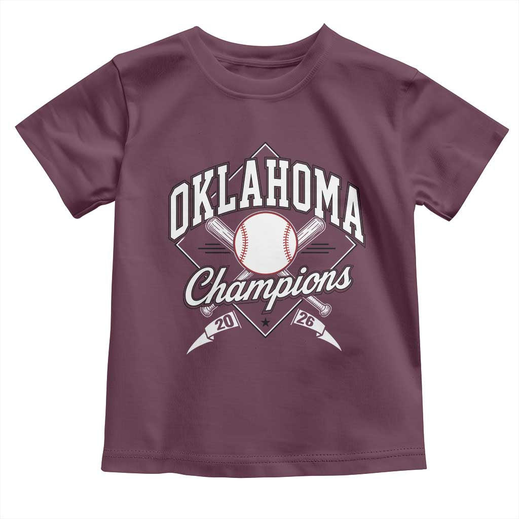Oklahoma Champions 2026 Toddler T Shirt Baseball Pennant Flag Graphic TS11 Maroon Print Your Wear