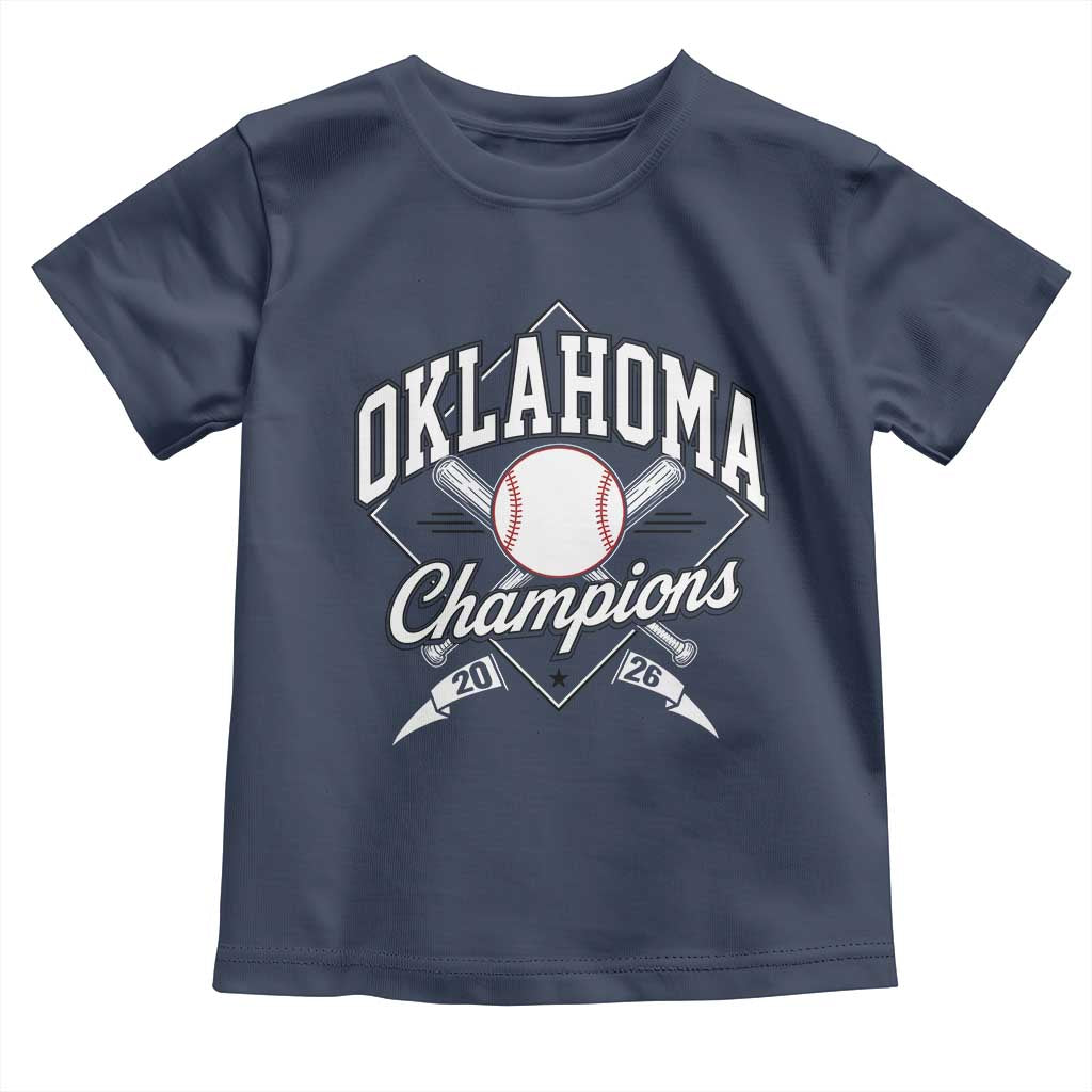 Oklahoma Champions 2026 Toddler T Shirt Baseball Pennant Flag Graphic TS11 Navy Print Your Wear