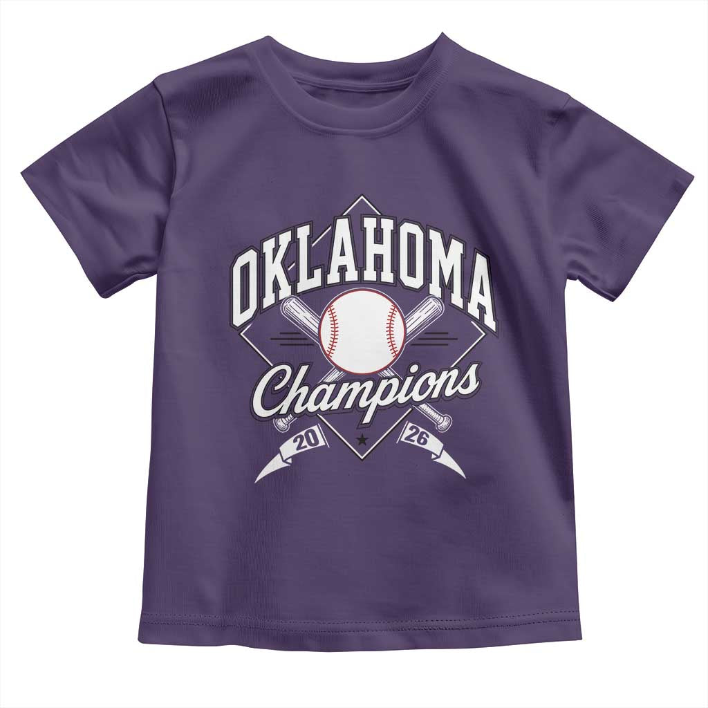 Oklahoma Champions 2026 Toddler T Shirt Baseball Pennant Flag Graphic TS11 Purple Print Your Wear