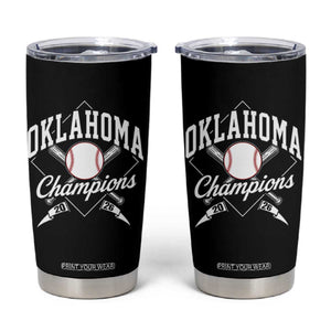 Oklahoma Champions 2026 Tumbler Cup Baseball Diamond Pennant Flag Graphic TS11 Black Print Your Wear