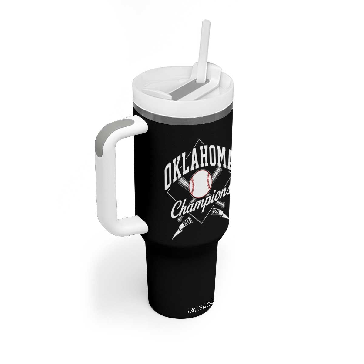 Oklahoma Champions 2026 Tumbler With Handle Baseball Diamond Pennant Flag Graphic TS11 Print Your Wear
