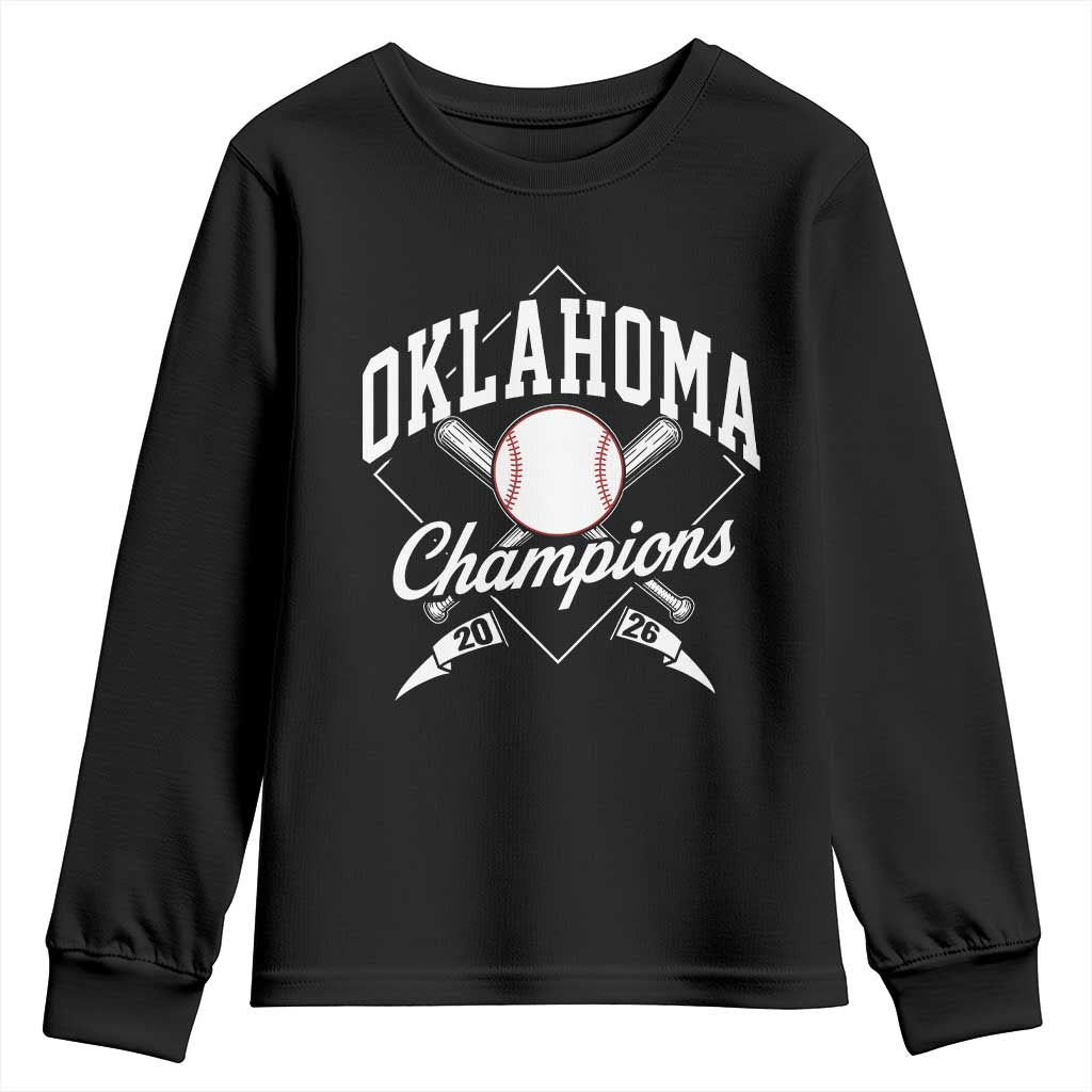 Oklahoma Champions 2026 Youth Sweatshirt Baseball Pennant Flag Graphic TS11 Black Print Your Wear