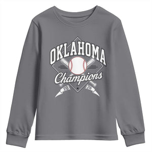 Oklahoma Champions 2026 Youth Sweatshirt Baseball Pennant Flag Graphic TS11 Charcoal Print Your Wear