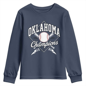 Oklahoma Champions 2026 Youth Sweatshirt Baseball Pennant Flag Graphic TS11 Navy Print Your Wear