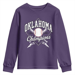 Oklahoma Champions 2026 Youth Sweatshirt Baseball Pennant Flag Graphic TS11 Purple Print Your Wear