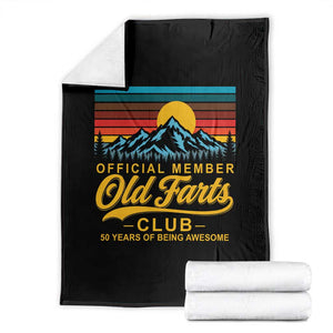 50th Birthday Official Member Old Fart Club Throw Blanket 50 Years of Being Awesome Funny Fart Joke Retro