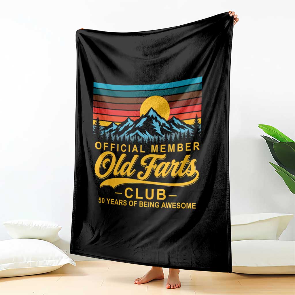50th Birthday Official Member Old Fart Club Throw Blanket 50 Years of Being Awesome Funny Fart Joke Retro