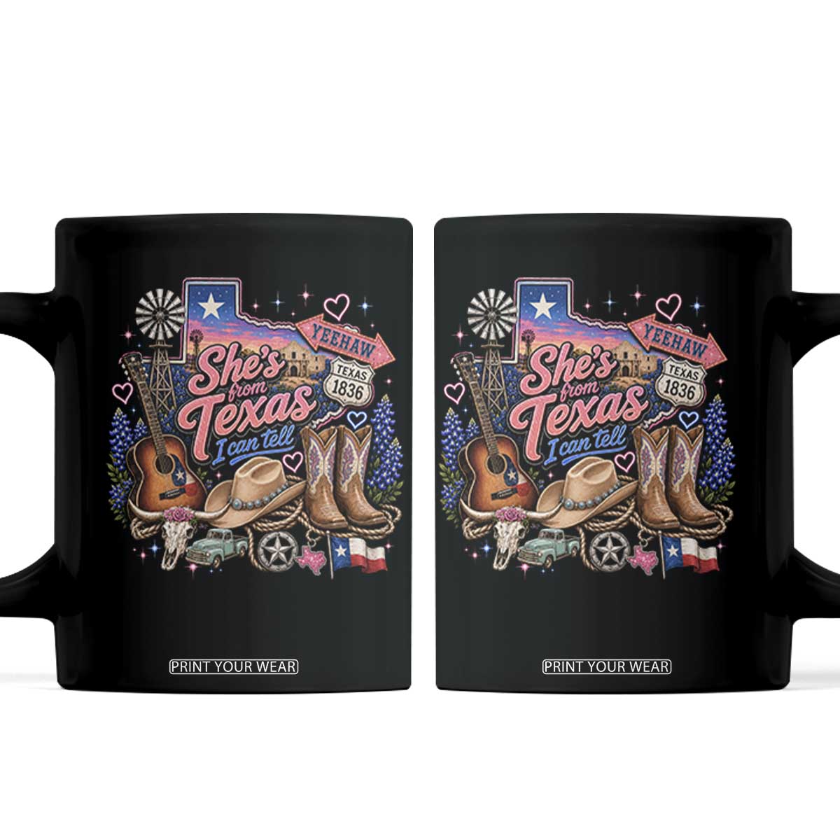 She Is From Texas I Can Tell Coffee Mug Texas Girl Pride TS11 Black Print Your Wear