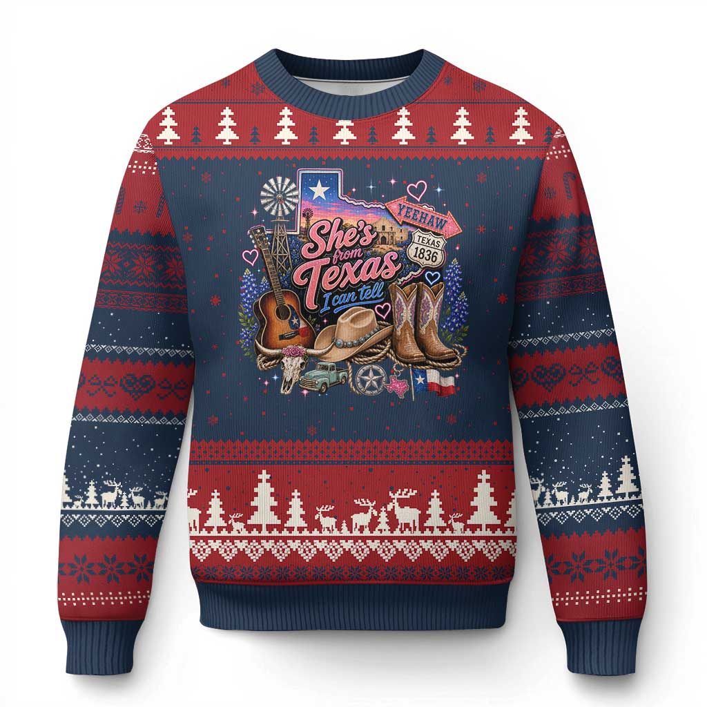 She Is From Texas I Can Tell Ugly Christmas Sweater Texas Girl Pride