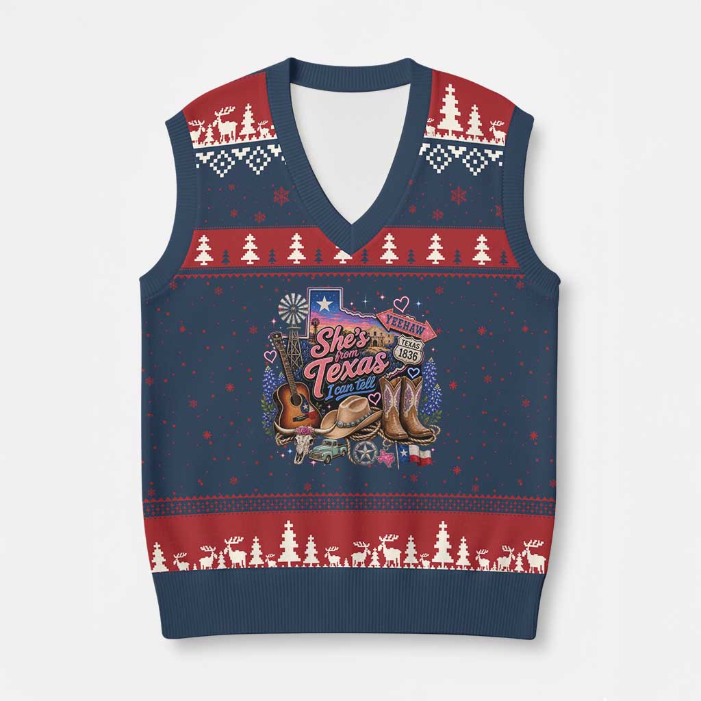 She Is From Texas I Can Tell V-Neck Knit Sweater Vest Texas Girl Pride