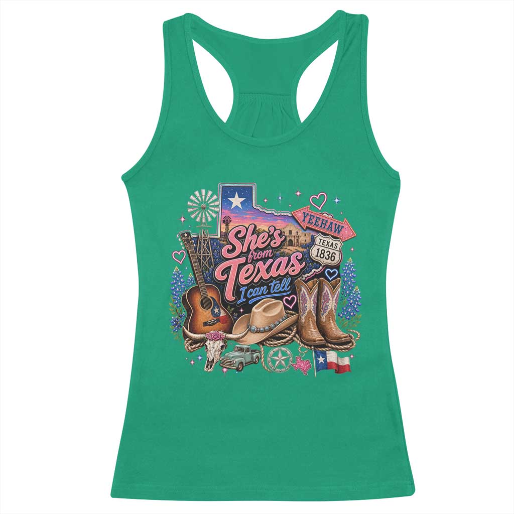 She Is From Texas I Can Tell Racerback Tank Top Texas Girl Pride