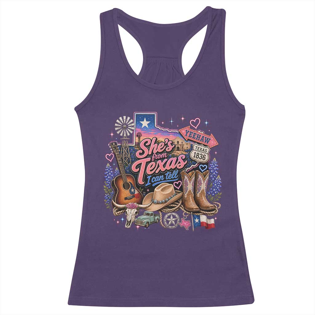 She Is From Texas I Can Tell Racerback Tank Top Texas Girl Pride