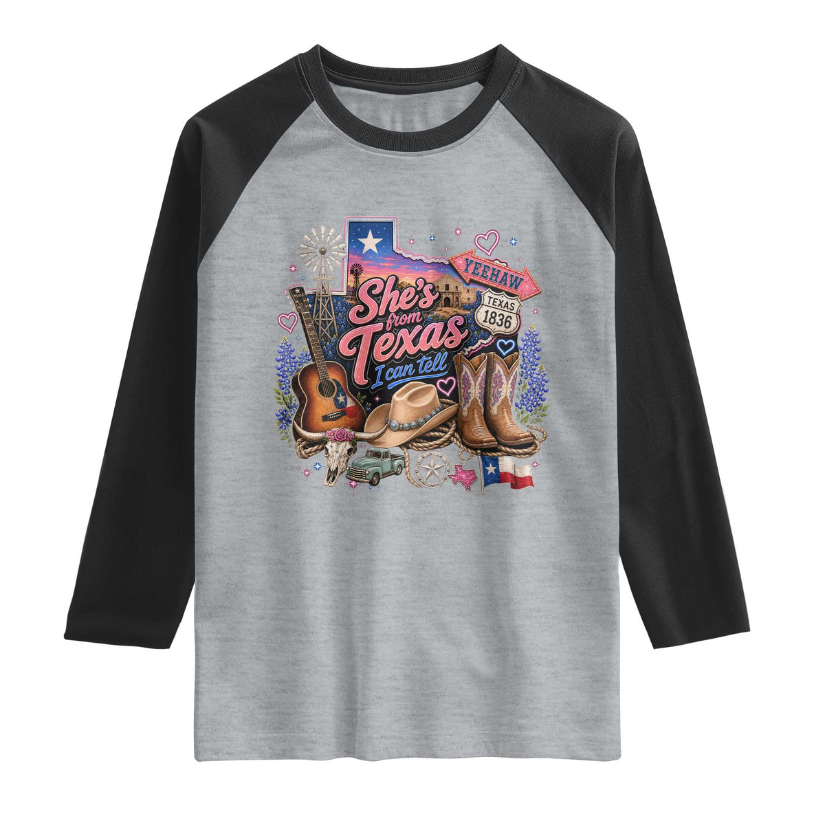 She Is From Texas I Can Tell Raglan Shirt Texas Girl Pride