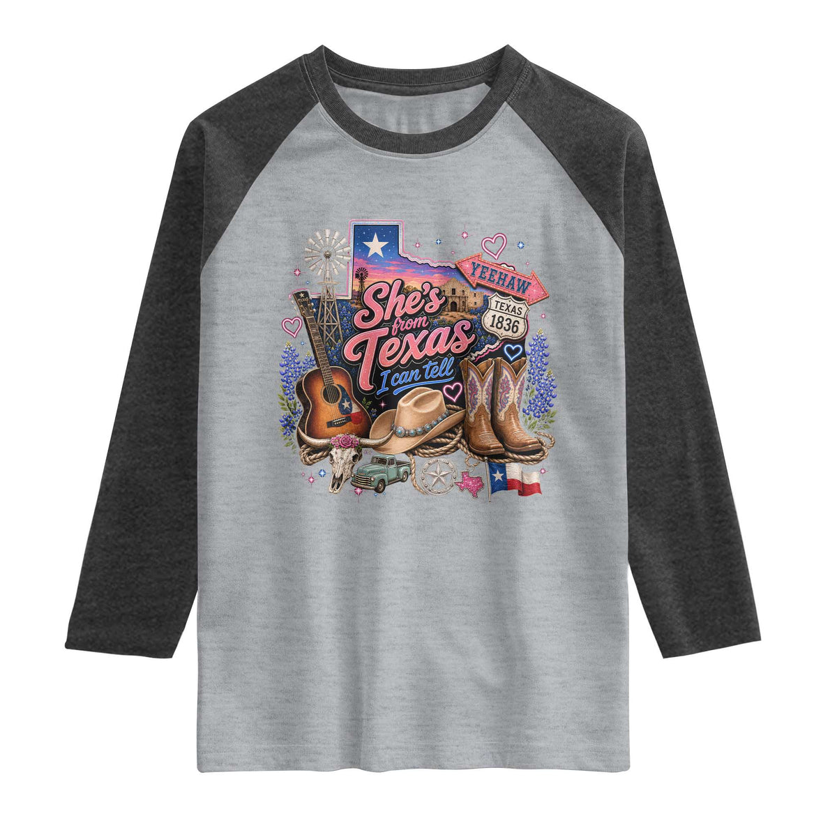 She Is From Texas I Can Tell Raglan Shirt Texas Girl Pride