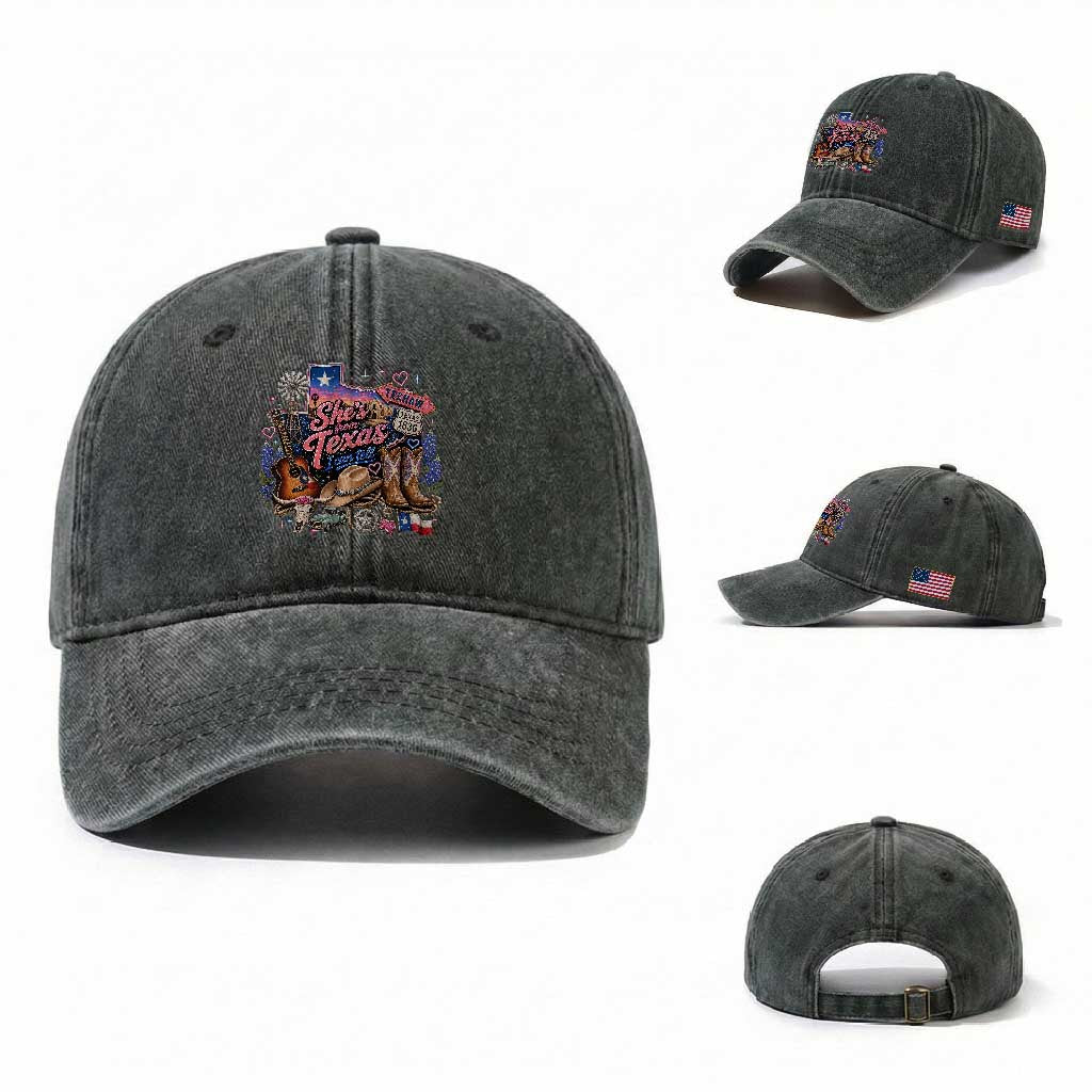 She Is From Texas I Can Tell Washed Cotton Baseball Cap Texas Girl Pride