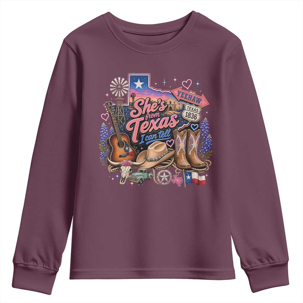 She Is From Texas I Can Tell Youth Sweatshirt Texas Girl Pride