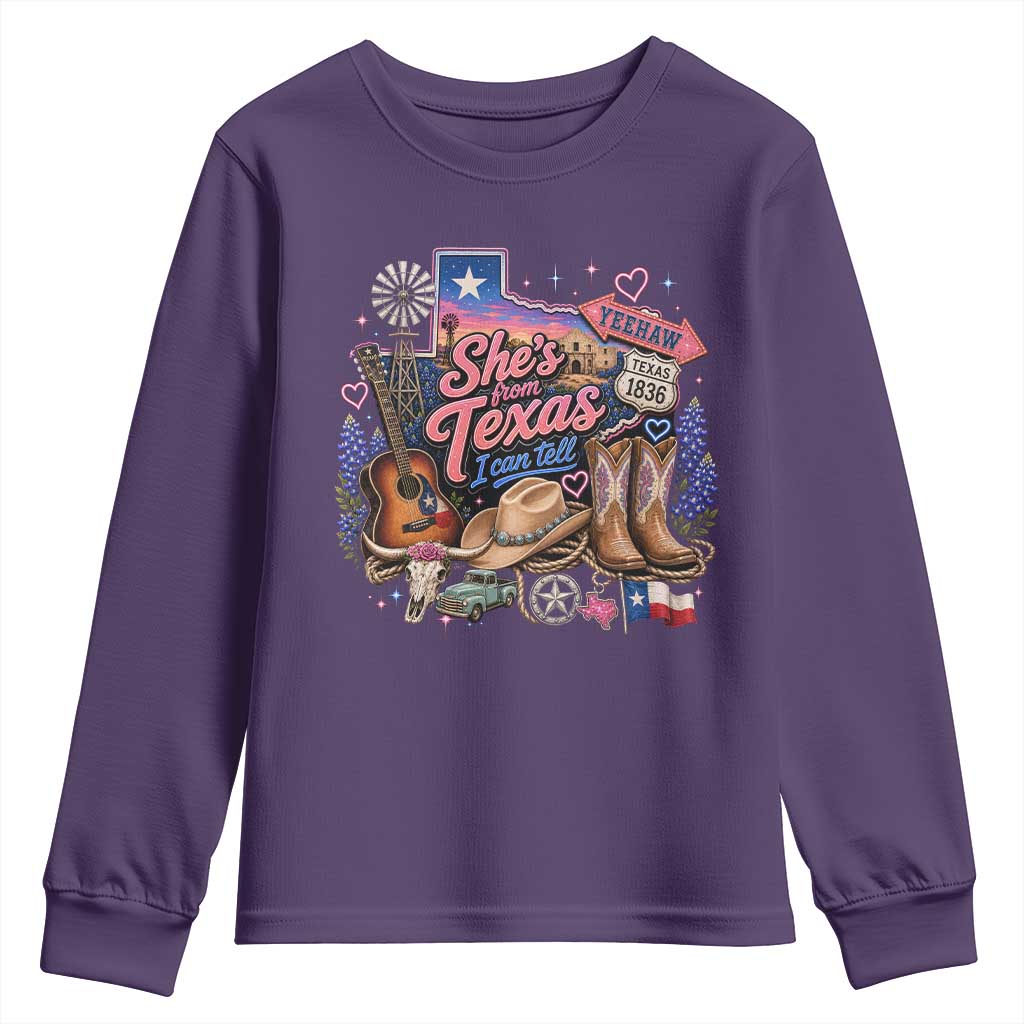 She Is From Texas I Can Tell Youth Sweatshirt Texas Girl Pride