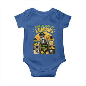 When Life Gives You Lemons Throw Them At People Baby Onesie Skeleton Lemon Jokes TS11 Royal Blue Print Your Wear