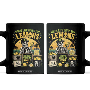 When Life Gives You Lemons Throw Them At People Coffee Mug Skeleton Lemon Jokes