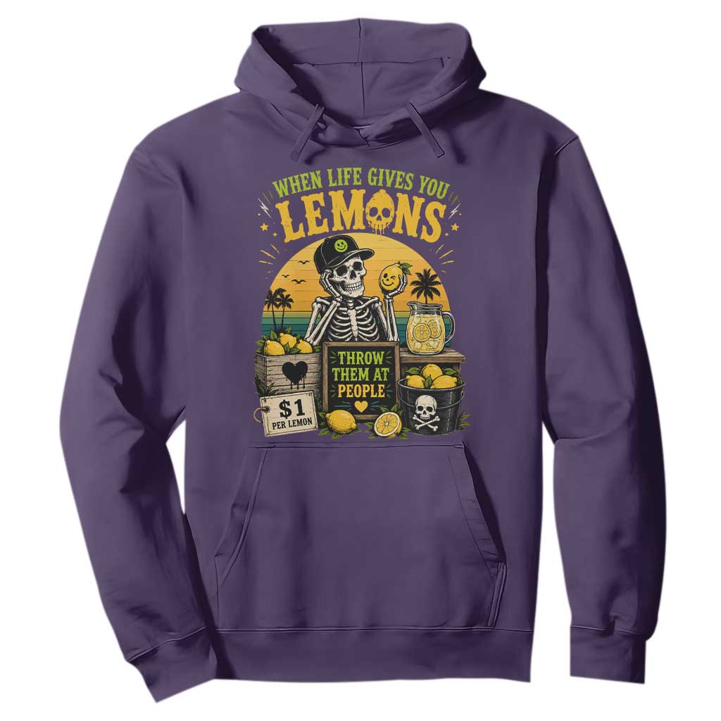 When Life Gives You Lemons Throw Them At People Hoodie Skeleton Lemon Jokes TS11 Purple Print Your Wear
