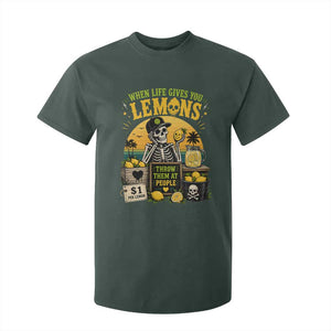When Life Gives You Lemons Throw Them At People T Shirt For Kid Skeleton Lemon Jokes TS11 Dark Forest Green Print Your Wear